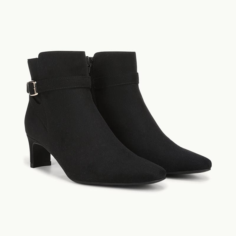 LifeStride Fawn Ankle Boot (Black Microsuede) 7.5 M
