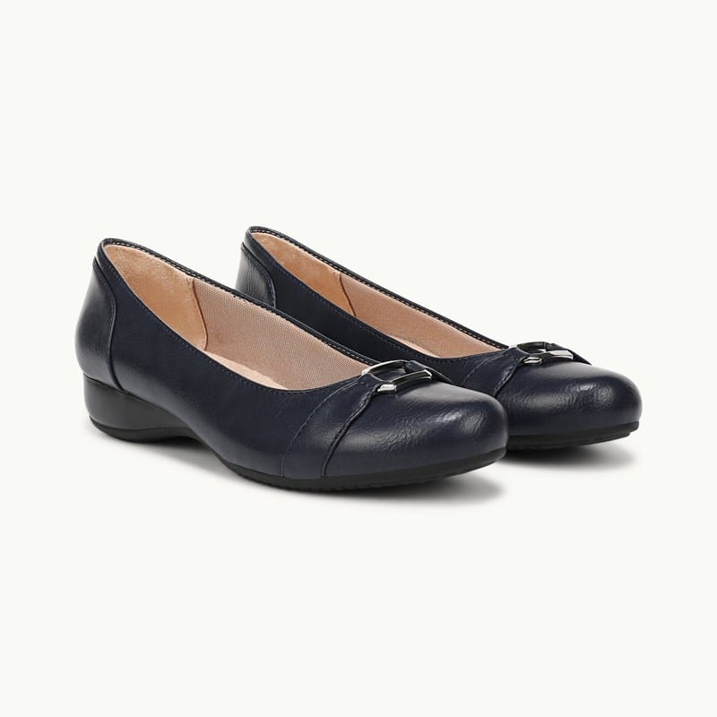 LifeStride Daniela Ballet Flat Shoes (Lux Navy Faux Leather) 6.0 W