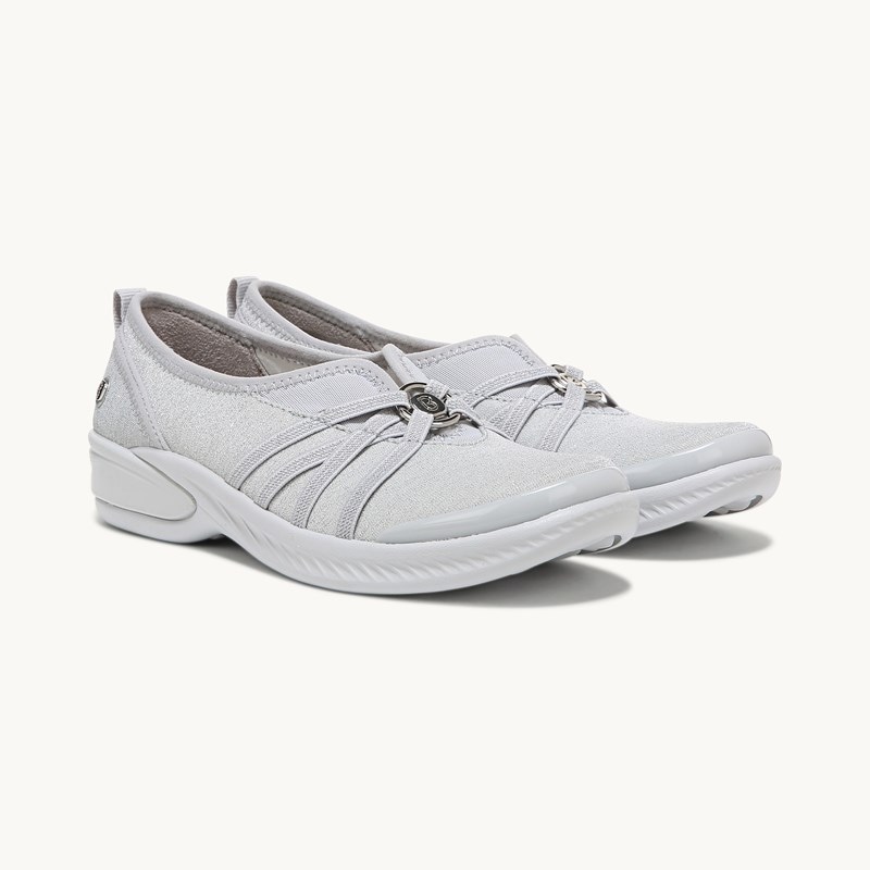Bzees For LifeStride Niche Slip On Shoes (Silver Shimmer Fabric) 11.0 M