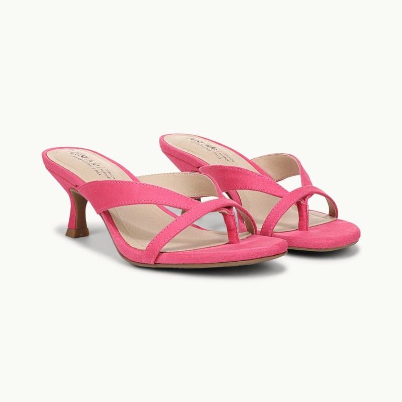 LifeStride Shoes Navine Thong Sandal (French Pink Microsuede) Leather 10.0 W