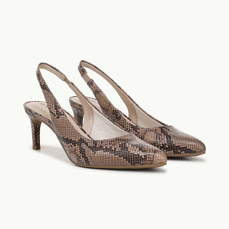 LifeStride Annalise Slingback Pump Shoes (Taupe Snake Faux Leather) 8.5 W