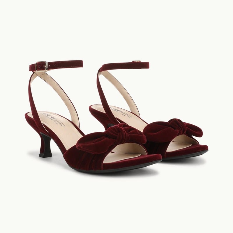 LifeStride Shoes Nola Dress Sandal (Berry Red Velvet) Leather 9.5 M
