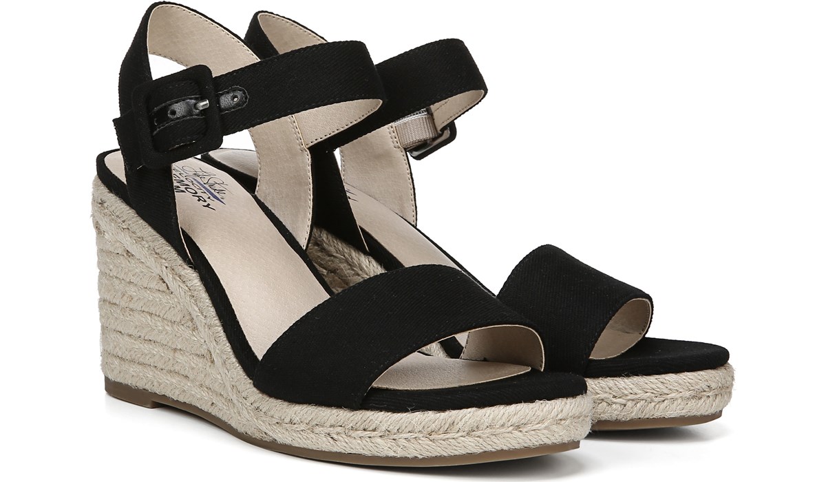 black canvas wedge shoes