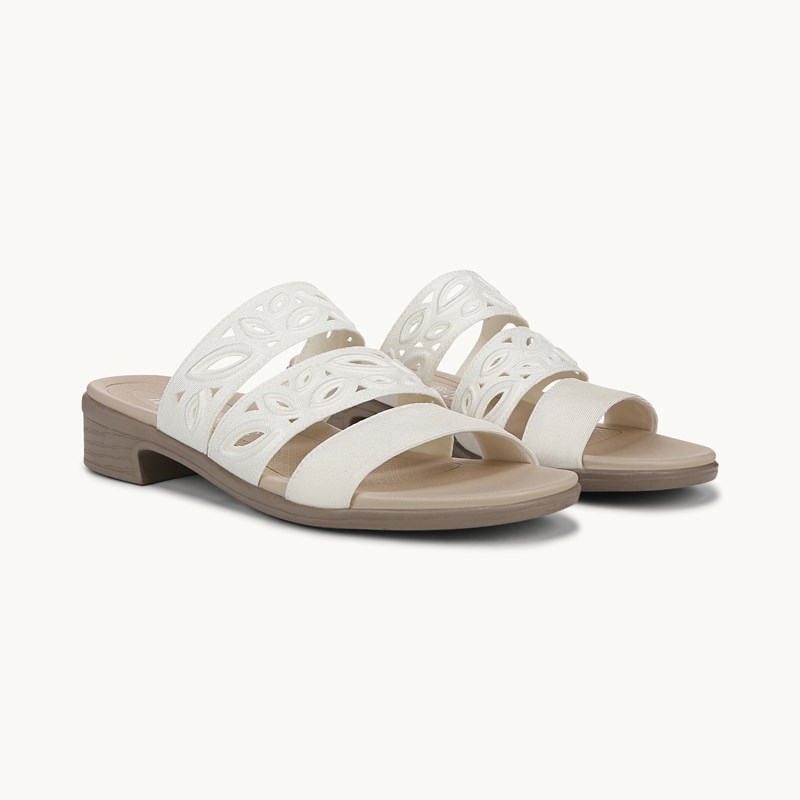 Bzees For LifeStride Shoes Poppy Strappy Sandal (Bright White Shimmer Fabric) 10.0 M