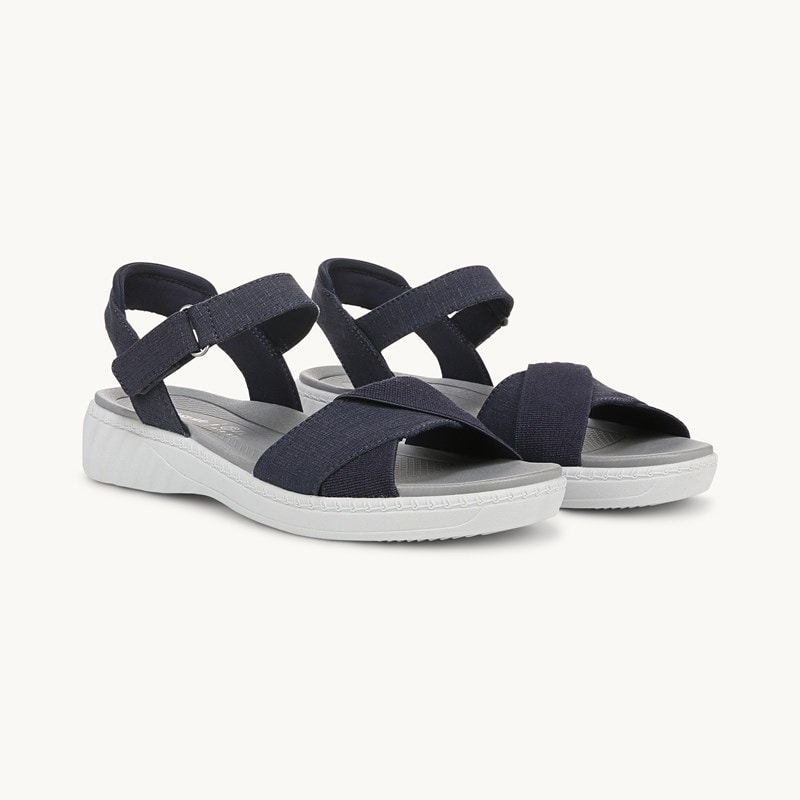 LifeStride Shoes Lane Strappy Sandal (Navy Blazer Denim Fabric) 9.0 W