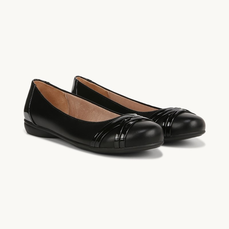 LifeStride Aliza Flat Shoes (Black/black Patent) Leather 6.5 W