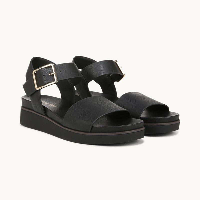 LifeStride Shoes Gillian Sandal (Black Faux Leather) 8.5 W