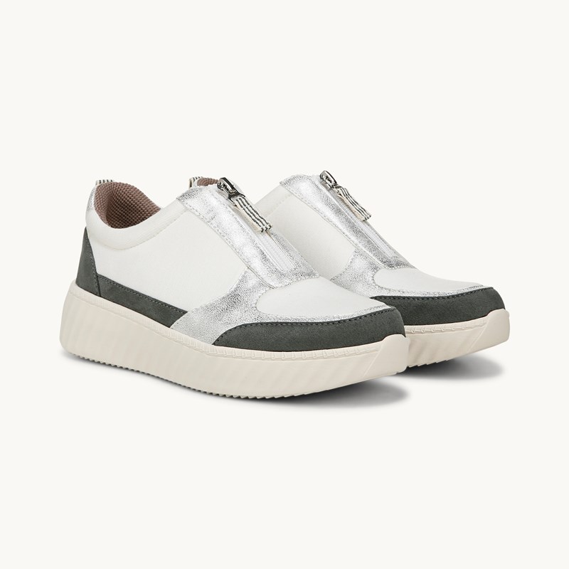 Bzees For LifeStride Winner Sneaker Shoes (White/sage Textured Fabric) 9.0 W