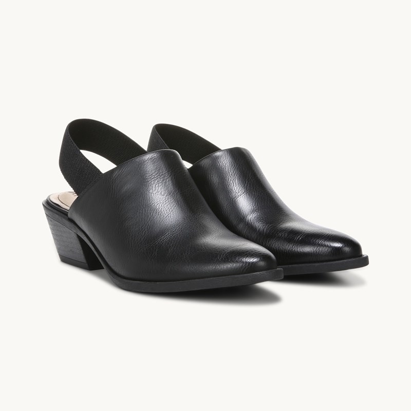 LifeStride Pasadena Block Heel Mule Shoes (Black) Leather 9.5 M