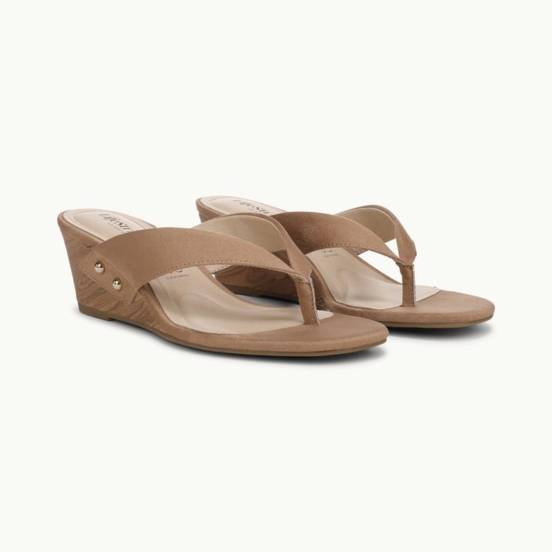 LifeStride Shoes Stella Wedge Sandal (Bamboo Tan Microsuede) 6.0 M