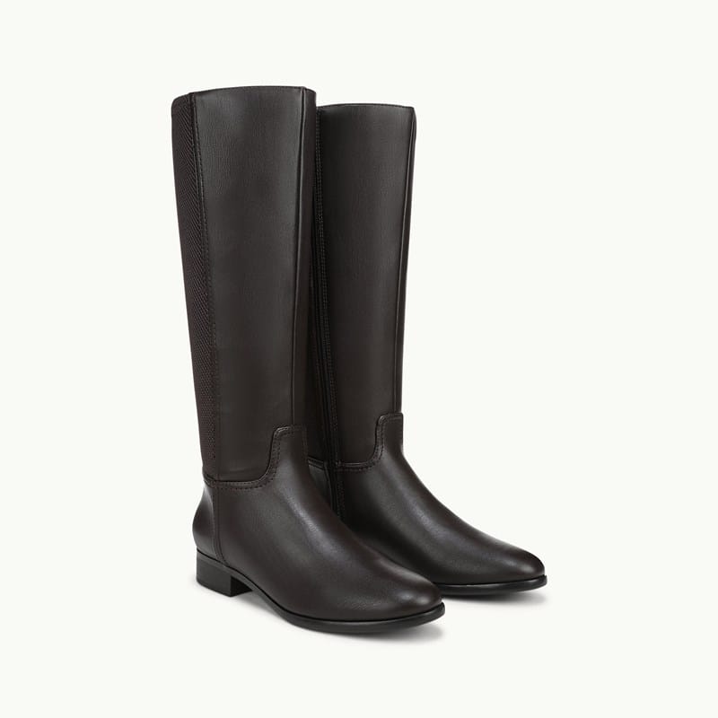 LifeStride Sarah Wide Calf Knee High Boot (Dark Chocolate Faux Leather) 6.5 W