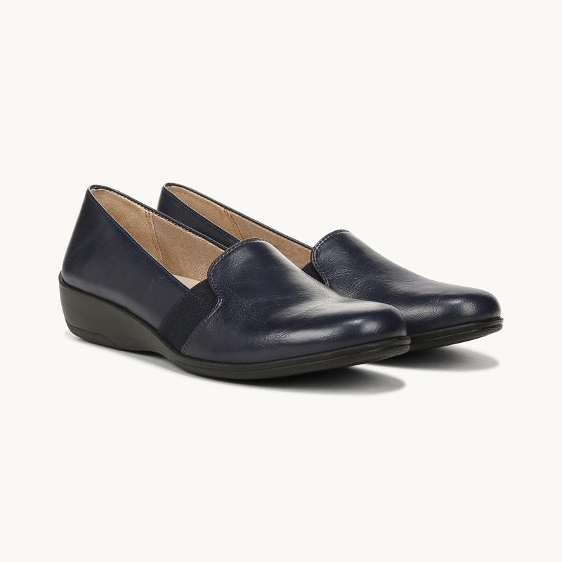 LifeStride Isabelle Loafer Shoes (Navy Blue) Leather 10.0 M