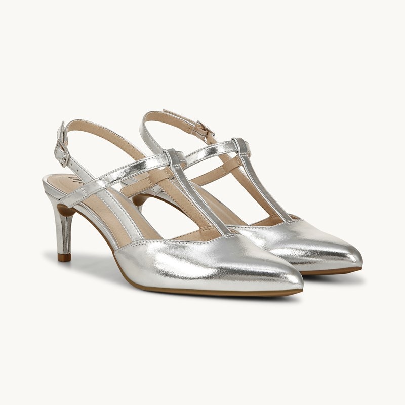 LifeStride Aire Slingback Pump Shoes (Silver Faux Leather) 11.0 M