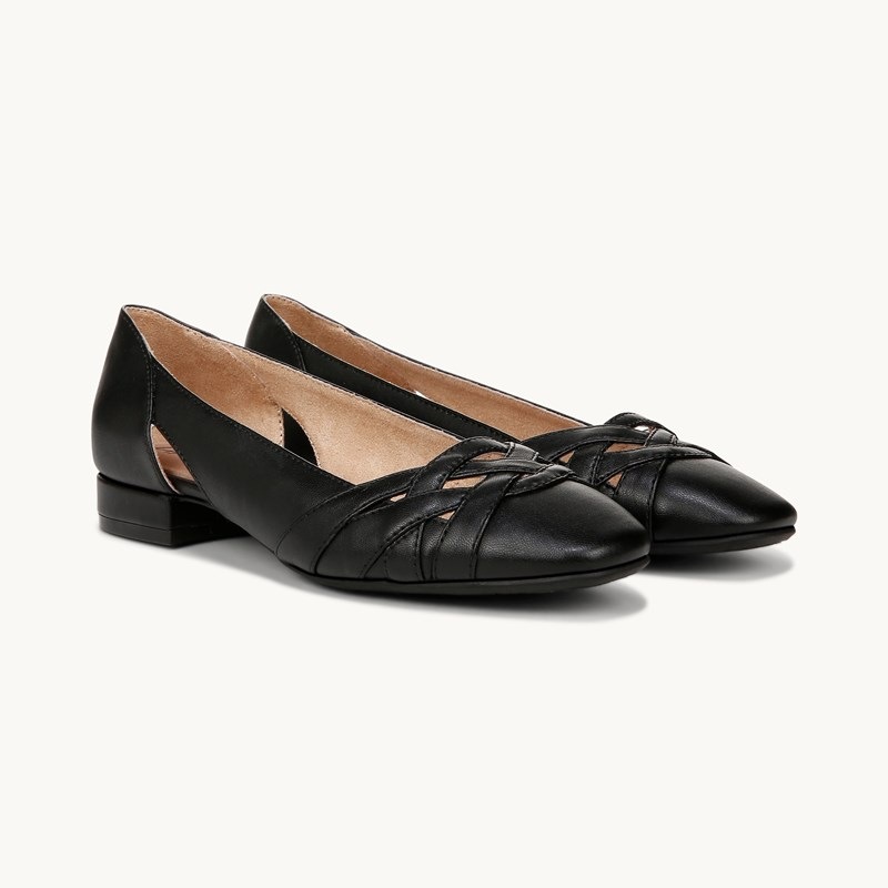LifeStride Carmen Flat Shoes (Black Faux Leather) 8.0 M