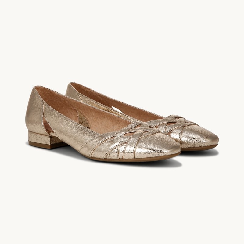 LifeStride Carmen Flat Shoes (Metallic Gold Faux Leather) 9.5 M