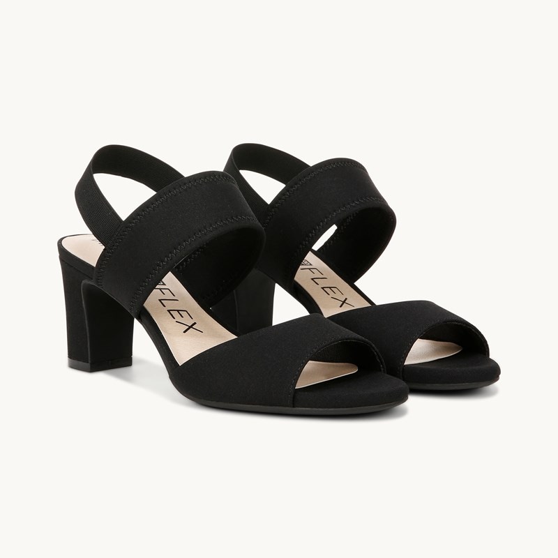 LifeStride Shoes Fiona Block Heel Dress Sandal (Black Fabric) 8.5 M