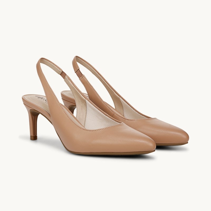 LifeStride Annalise Slingback Pump Shoes (Sienna Tan Faux Leather) 9.0 M