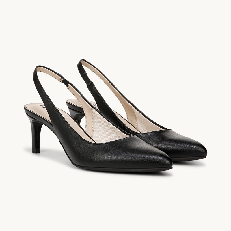 LifeStride Annalise Slingback Pump Shoes (Black Faux Leather) 6.0 W