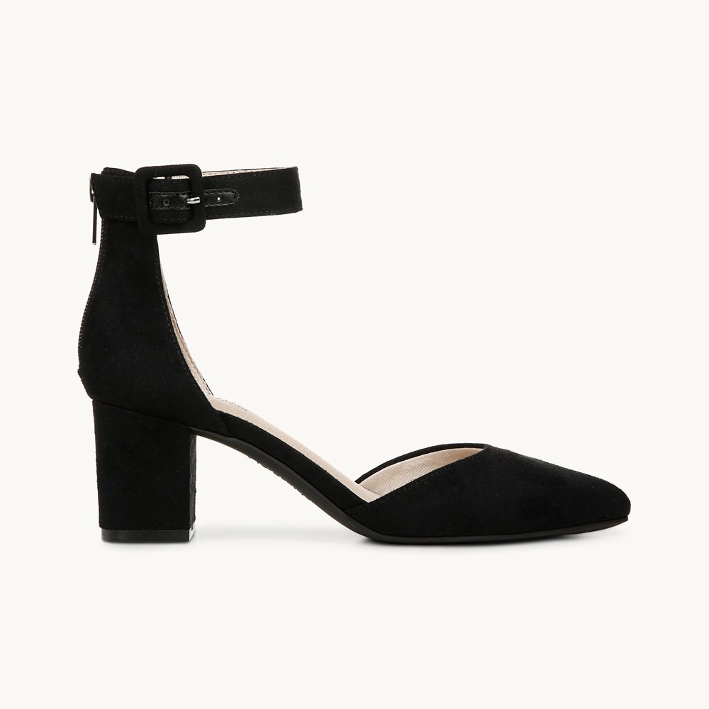 Black Lifestride Octavia Ankle Strap Dress Shoes With Heel Support