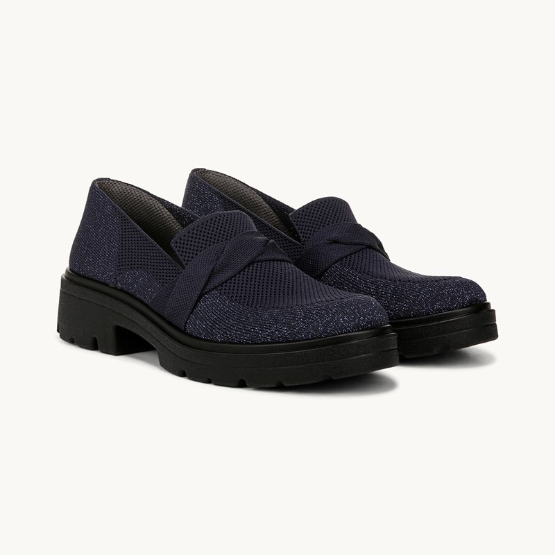 Bzees For LifeStride Muse Bow Loafer Shoes (Navy Knit Fabric) 10.0 W