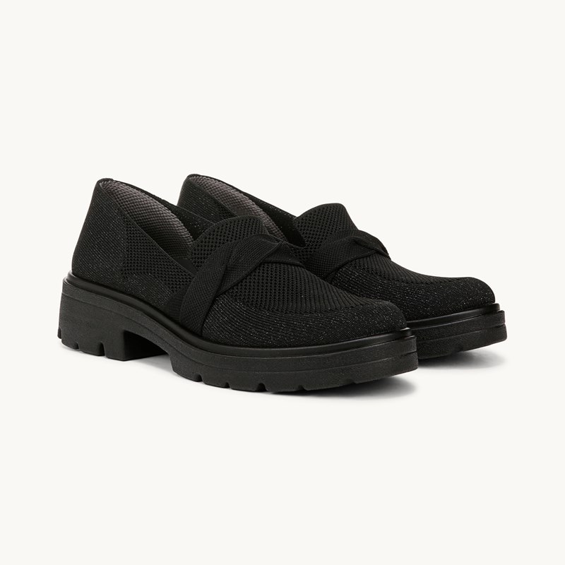 Bzees For LifeStride Muse Bow Loafer Shoes (Black Knit Fabric) 8.5 M