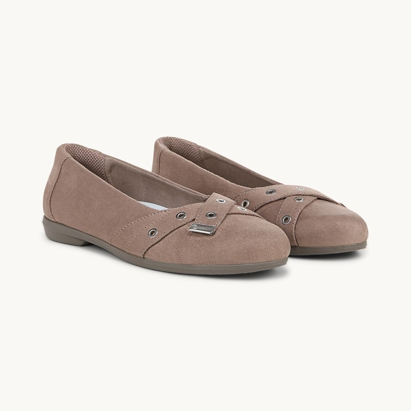 Bzees For LifeStride Kira Ballet Flat Shoes (Latte Microfiber) Fabric 8.0 M