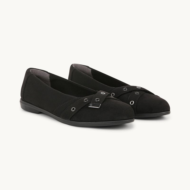 Bzees For LifeStride Kira Ballet Flat Shoes (Black Microfiber) Fabric 11.0 M