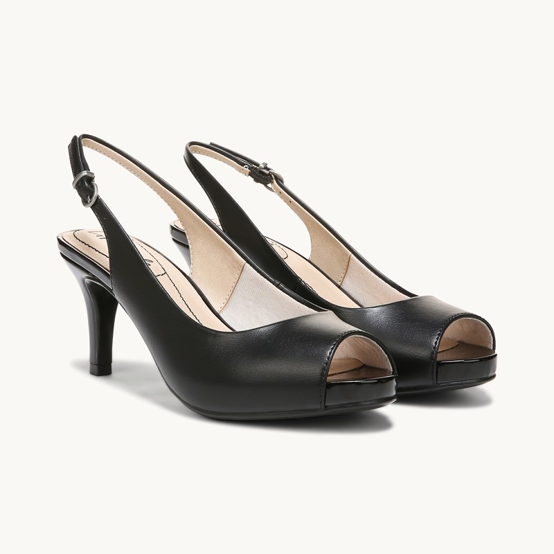 LifeStride Teller Slingback Pump Shoes (Black) Fabric 9.0 W