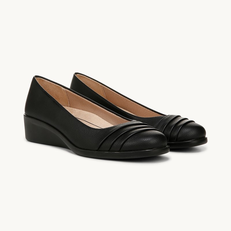 LifeStride Jenna Slip On Shoes (Black Faux Leather) 10.0 M