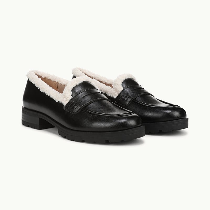 LifeStride Women's London Cozy Slip-On Loafers - Black Faux Leather