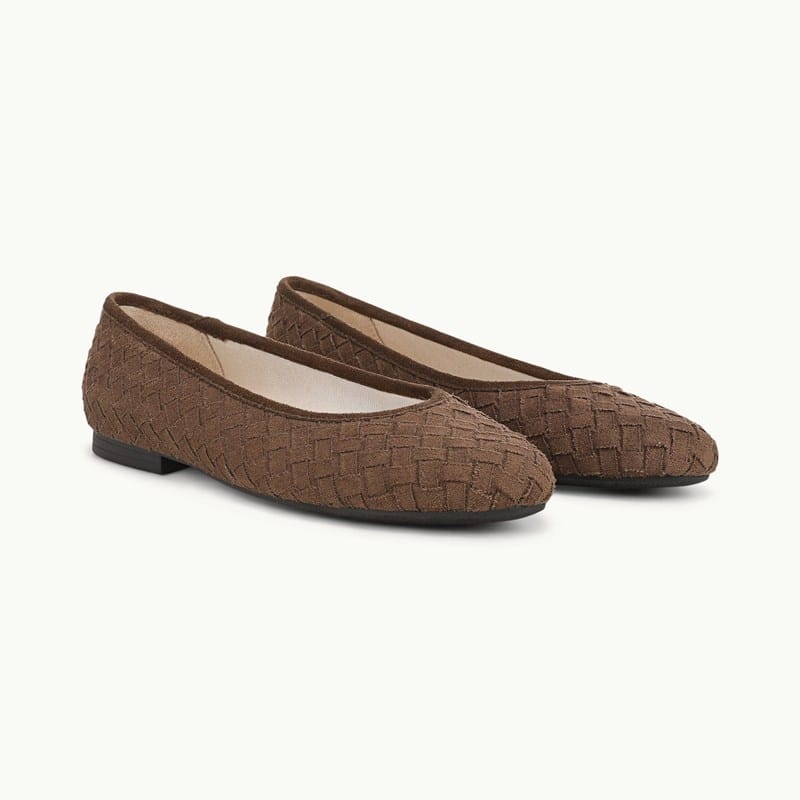 LifeStride Women's Amelia Slip-On Ballet Flats - Brown Woven Microfiber