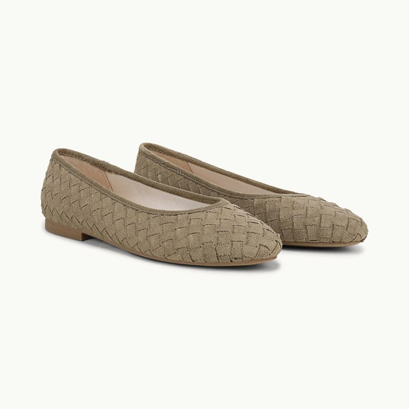 LifeStride Women's Amelia Slip-On Ballet Flats - Olive Woven Microfiber