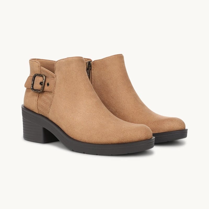 Bzees For LifeStride Oasis Ankle Bootie Boots (Honey Tan Microfiber) Fabric 6.5 M