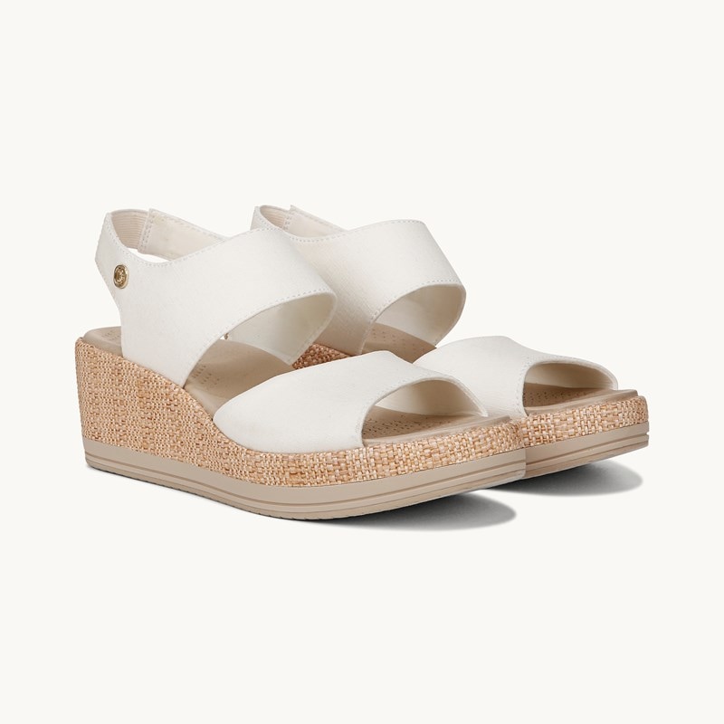 Bzees For LifeStride Shoes Reveal Wedge Sandal (Bright White Fabric) 11.0 M