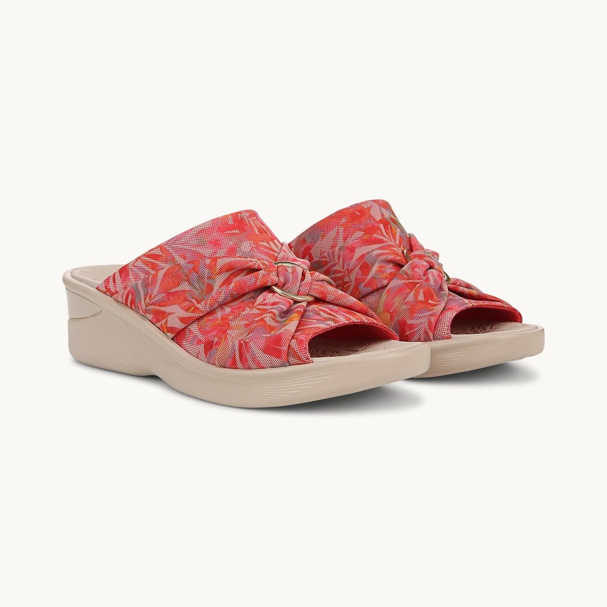 LifeStride Serenade Slide, Sandali Con Zeppa Donna, Tomaia Elasticizzata, Tecnologia Air Step, Colore Beige, Taglia Unica