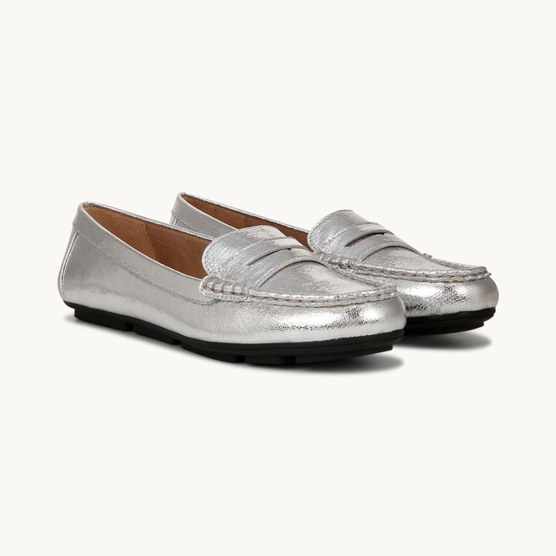 LifeStride Riviera Loafer Shoes (Metallic Silver Faux Leather) 5.5 M