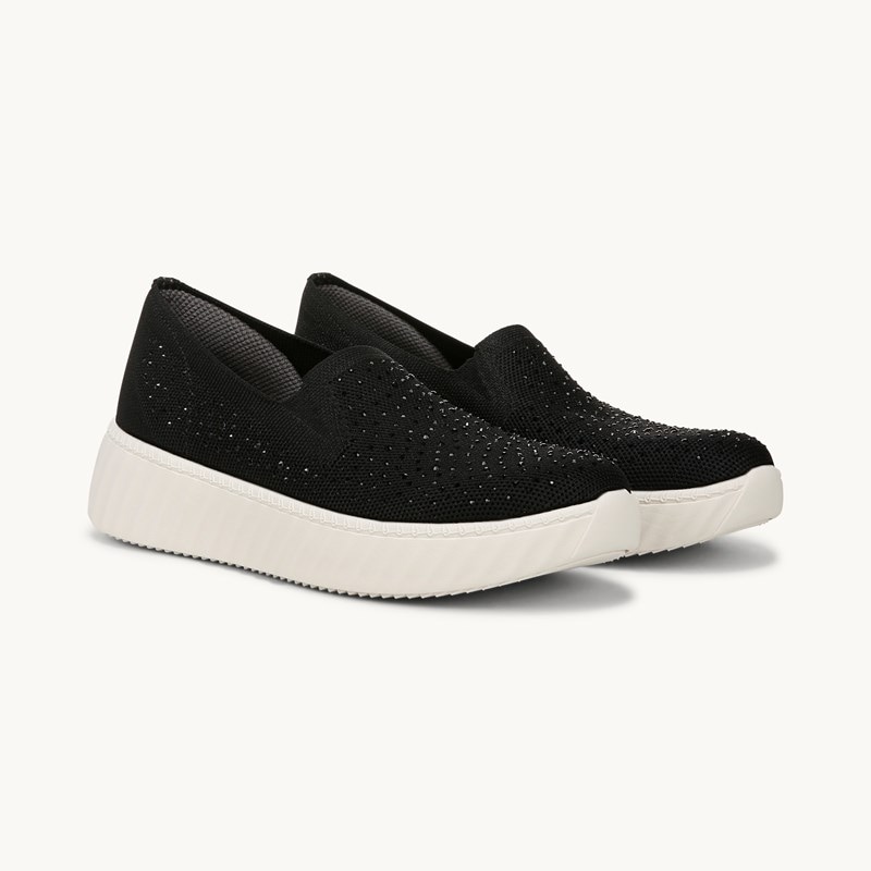 Bzees For LifeStride Wednesday Bright Slip On Shoes (Black Knit Fabric) 9.0 M
