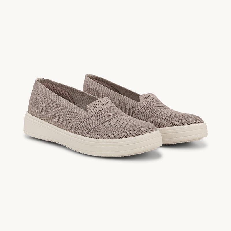 Bzees For LifeStride Valley Loafer Shoes (Simply Taupe Knit Fabric) 9.5 M