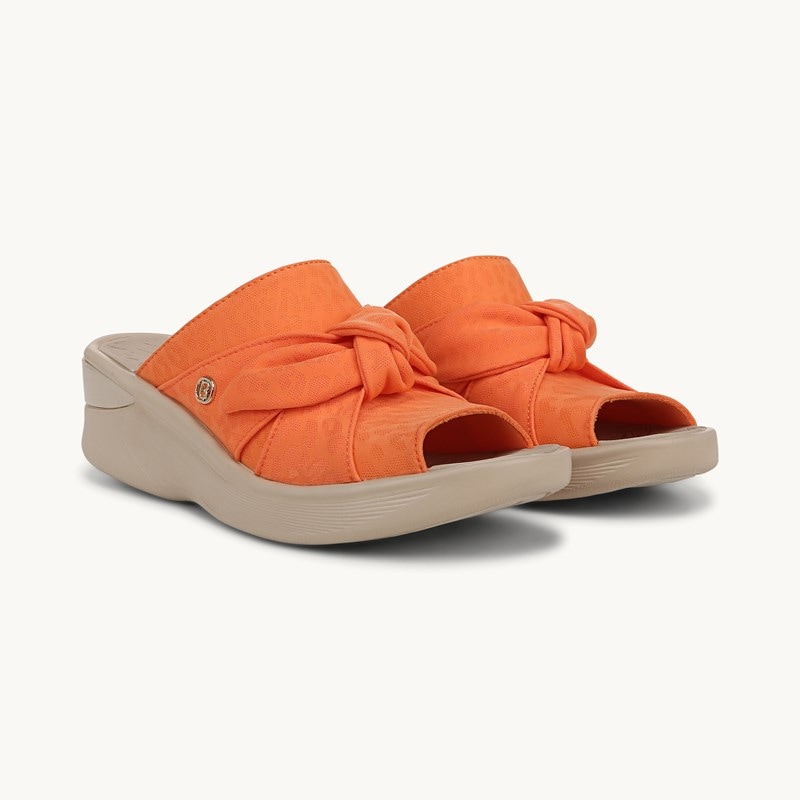 Bzees For LifeStride Shoes Smile Wedge Sandal (Orange Fabric) 9.0 W