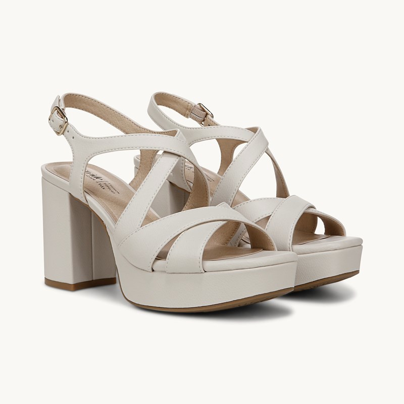 LifeStride Shoes Adrianna Dress Sandal (Bone Faux Leather) Fabric 6.0 M