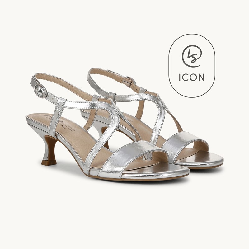 LifeStride Shoes Nolita Dress Sandal (Silver Faux Leather) 5.0 M
