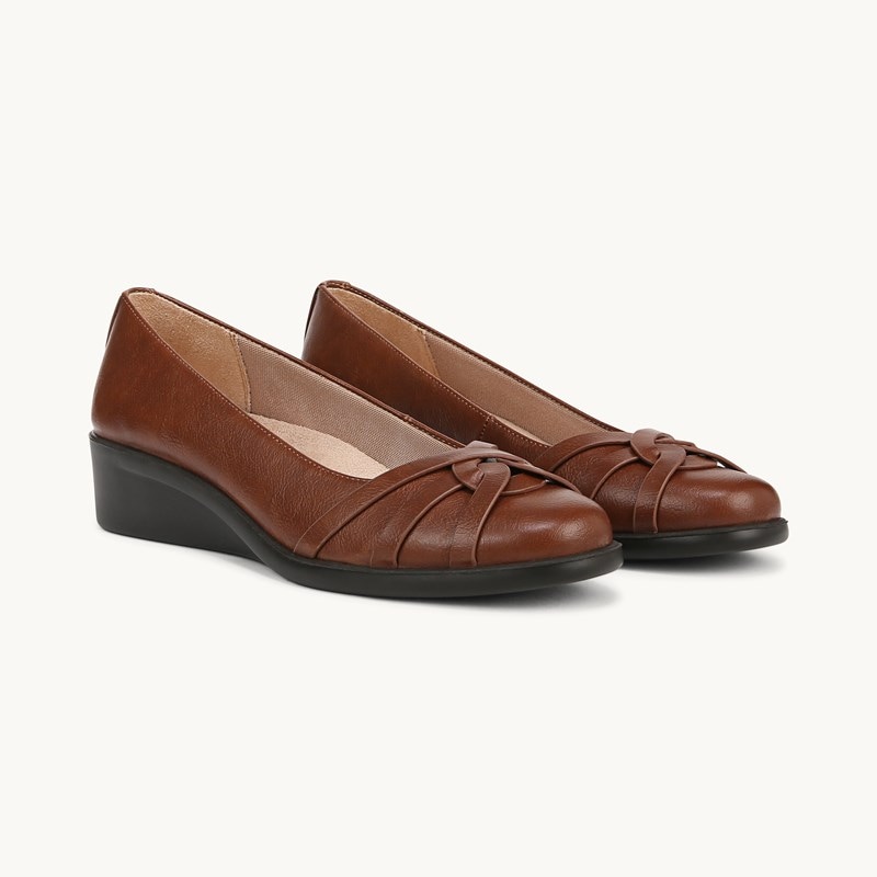 LifeStride Jorie Ballet Wedge Shoes (Walnut Faux Leather) 7.5 W
