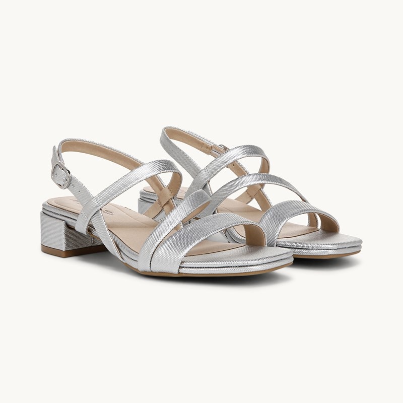 LifeStride Shoes Janet Strappy Dress Sandal (Silver Faux Leather) 8.0 W