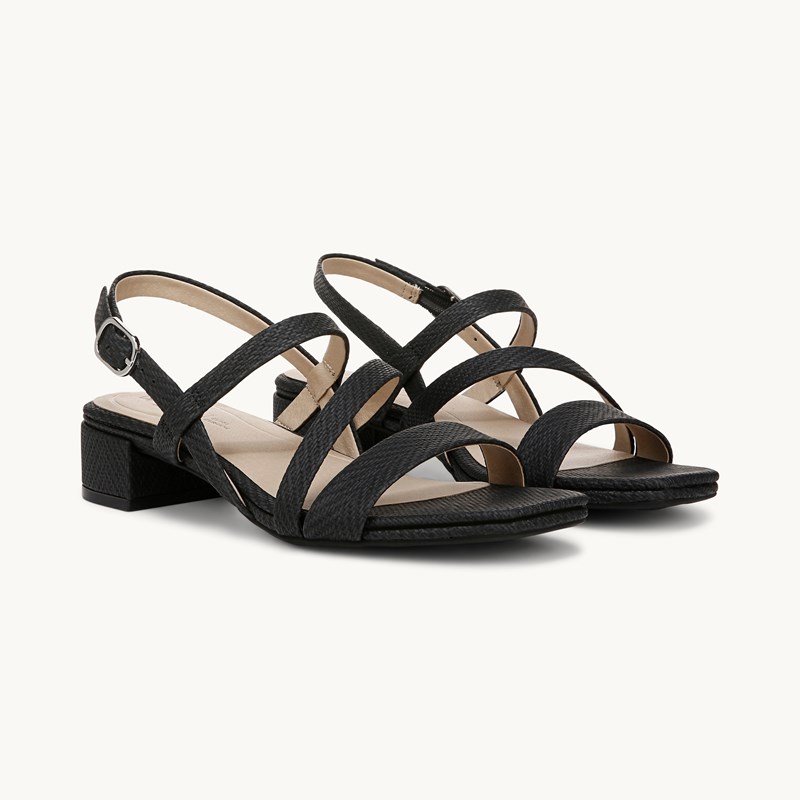 LifeStride Shoes Janet Strappy Dress Sandal (Black Faux Leather) 6.5 M