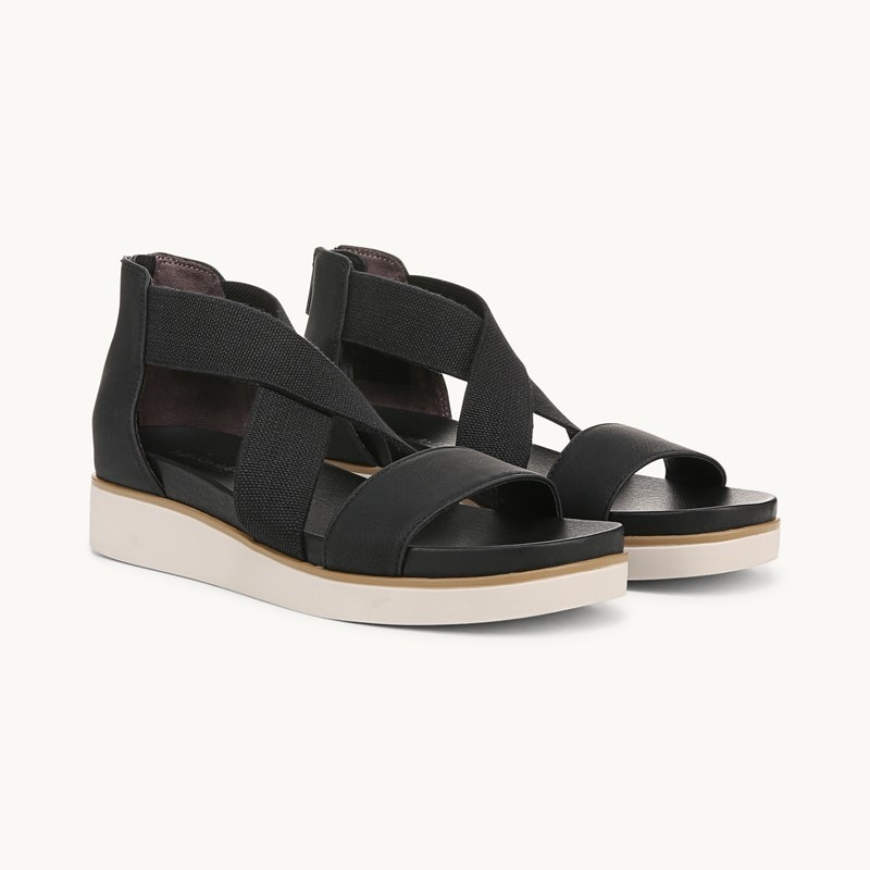 LifeStride Shoes Giselle Strappy Sandal (Black Faux Leather) 6.0 M