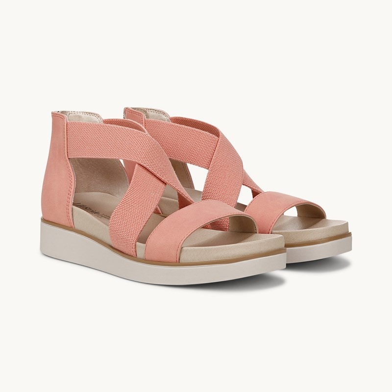 LifeStride Shoes Giselle Strappy Sandal (Coral Pink Faux Leather) 9.5 W
