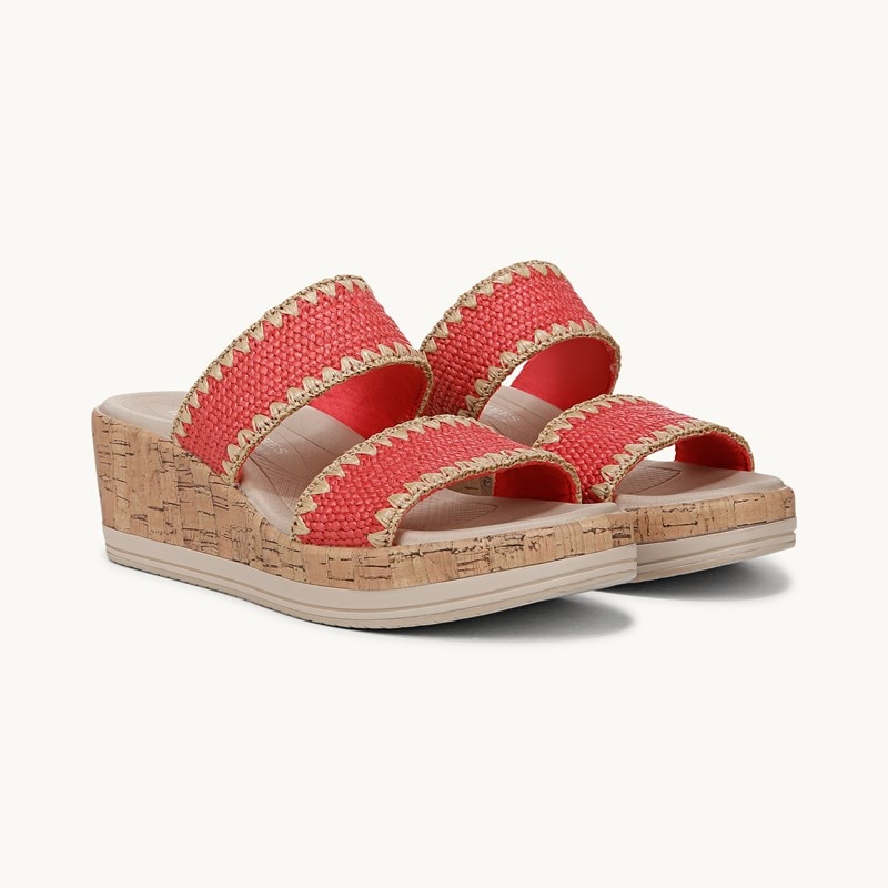 Bzees For LifeStride Shoes Resort Wedge Sandal (Coral Beach Gore Fabric) 7.5 W