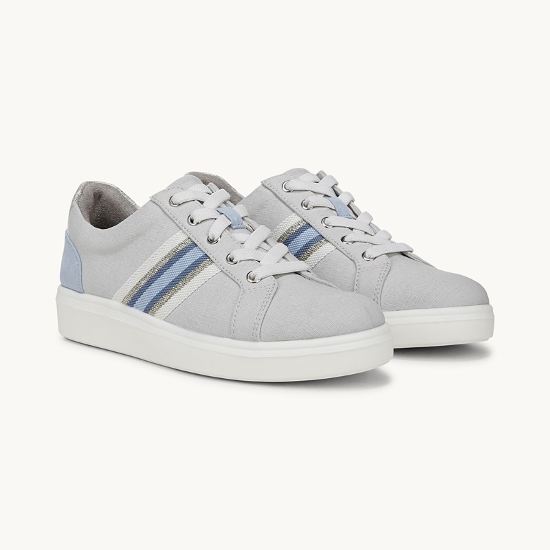 Bzees For LifeStride Happy Friday Lace Up Sneaker Shoes (Oyster Stretch Denim Fabric) 10.0 W