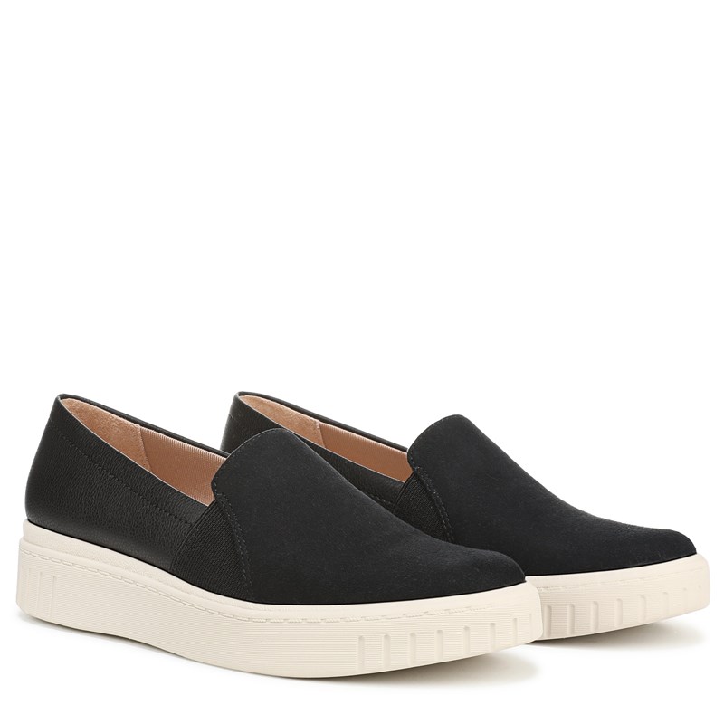 LifeStride Grandeur Slip On Shoes (Black Microsuede) Fabric 9.0 W