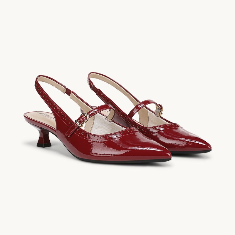 LifeStride Marilyn Slingback Kitten Heel Shoes (Dark Cherry Patent Leather) 10.0 M